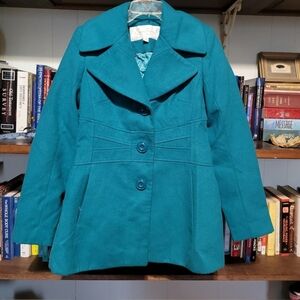 NWOT Jessica Simpson teal pea coat. Womens Medium